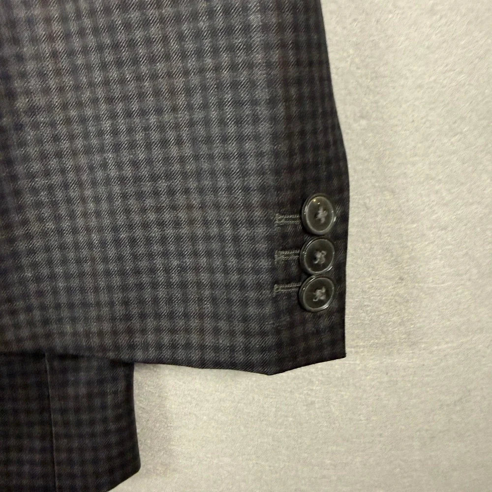 Lubiam Blazer Men 50R Black Plaid Italian Wool Reda Fabric Sport Coat Jacket 60R